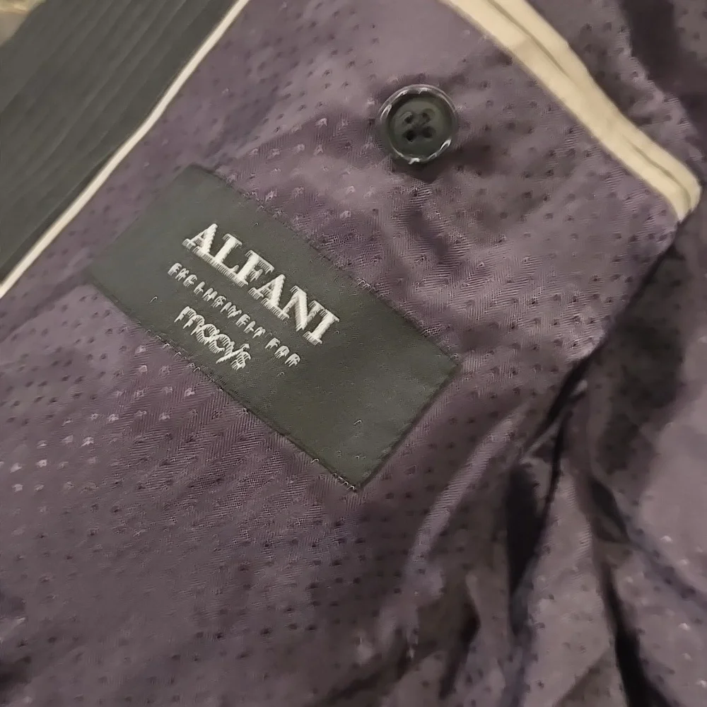 Alfani Black Pinstripe Two-Button Suit Jacket