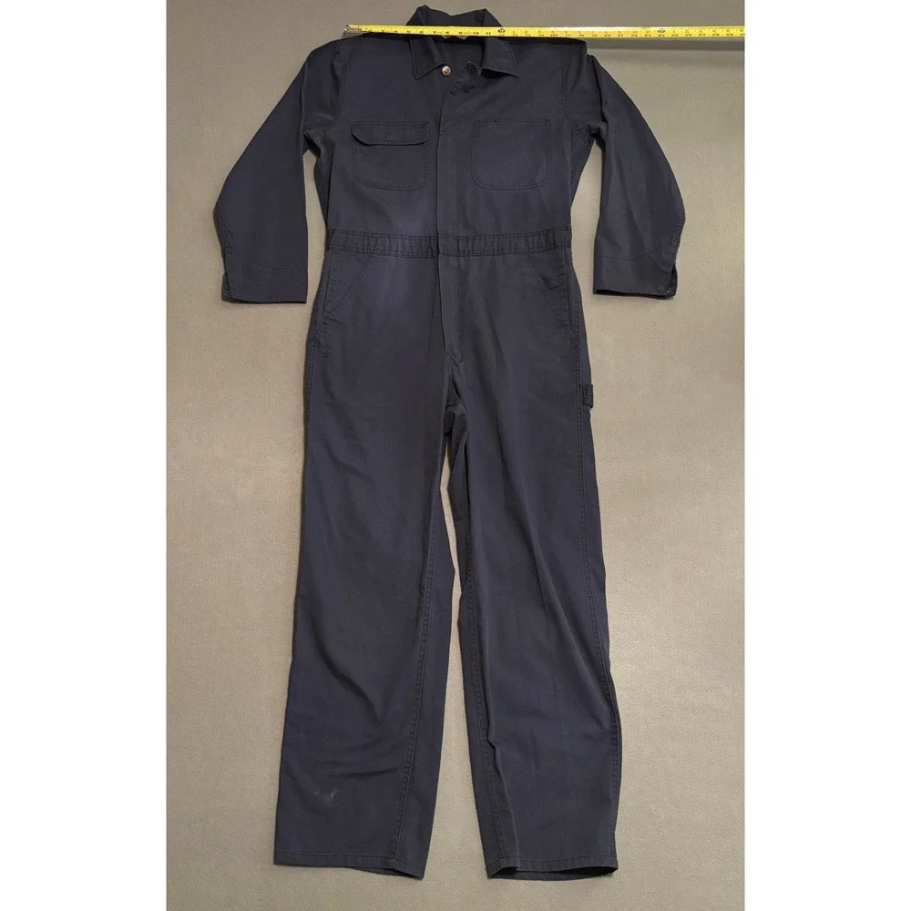 Big Mac Mens Vintage Navy Blue Long Sleeve Coveralls Workwear Jumpsuit 42 Reg