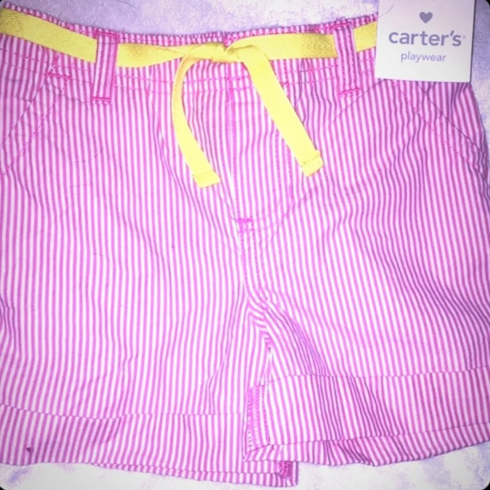 New Little Girls Size 6 Carter's Pink & White Striped Shorts