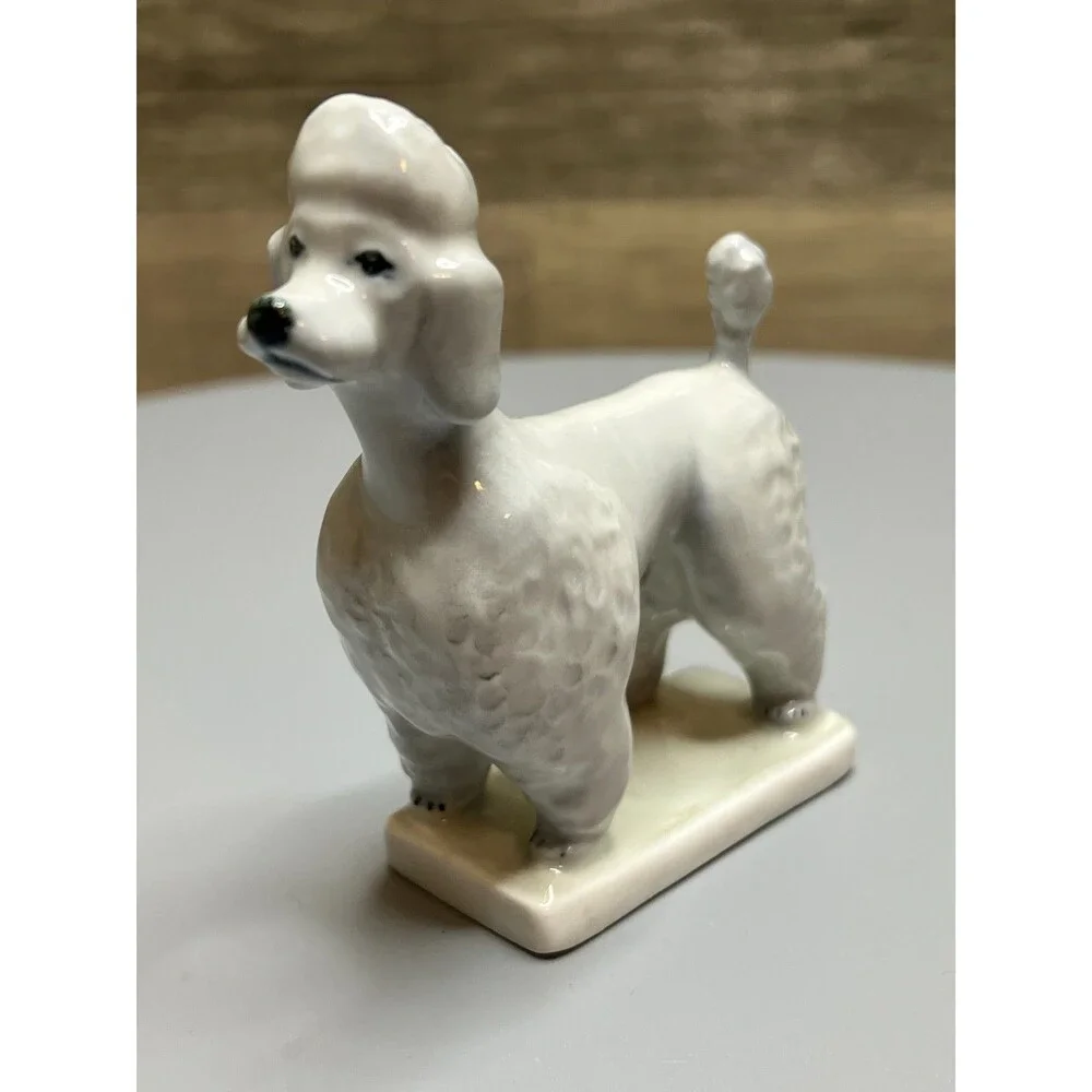 Zsolnay Hungary Porcelain Light Gray Poodle Dog Figure 3.5