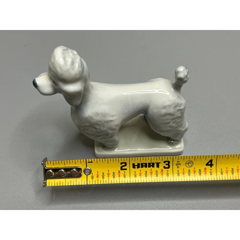 Zsolnay Hungary Porcelain Light Gray Poodle Dog Figure 3.5