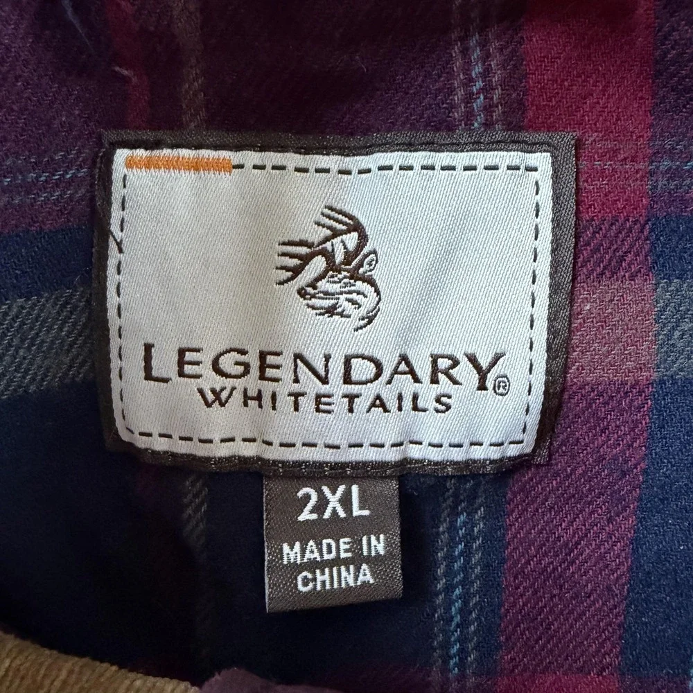 Legendary Whitetails Jacket Mens 2XL Brown Canvas Lined Snap Pockets Outdoor