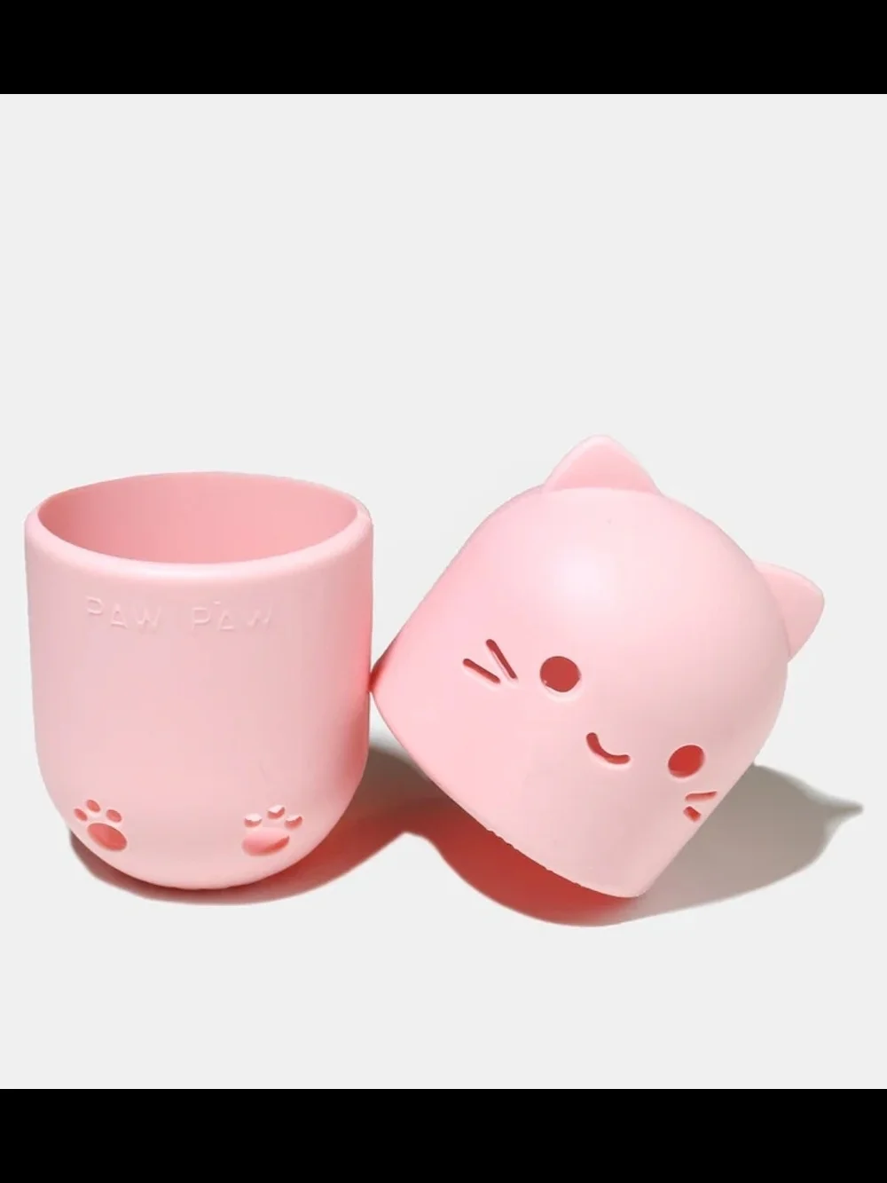 Cute Pink Cat Silicone Makeup Sponge Travel Case BNIB