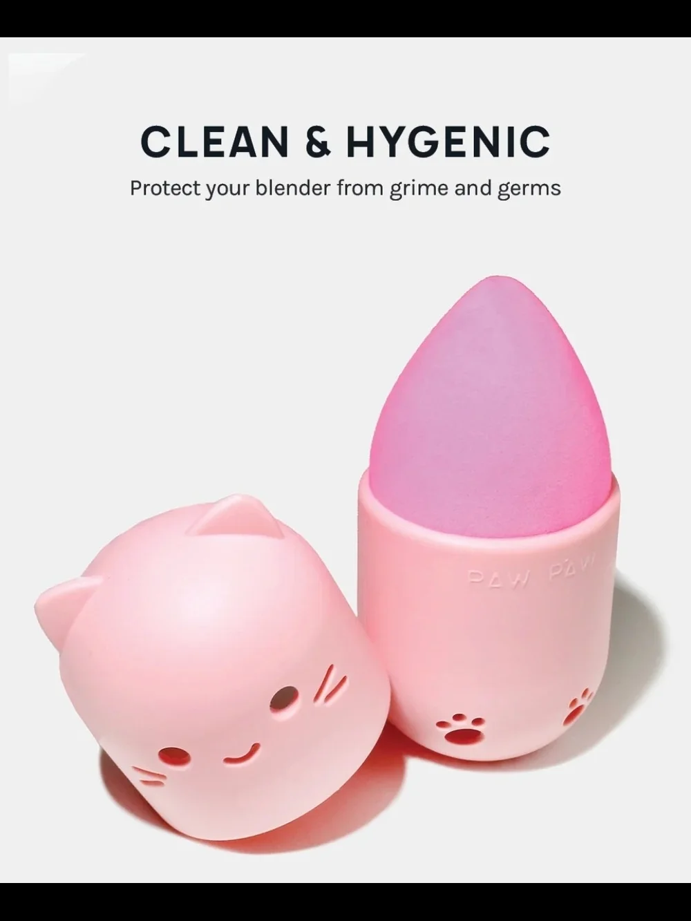 Cute Pink Cat Silicone Makeup Sponge Travel Case BNIB