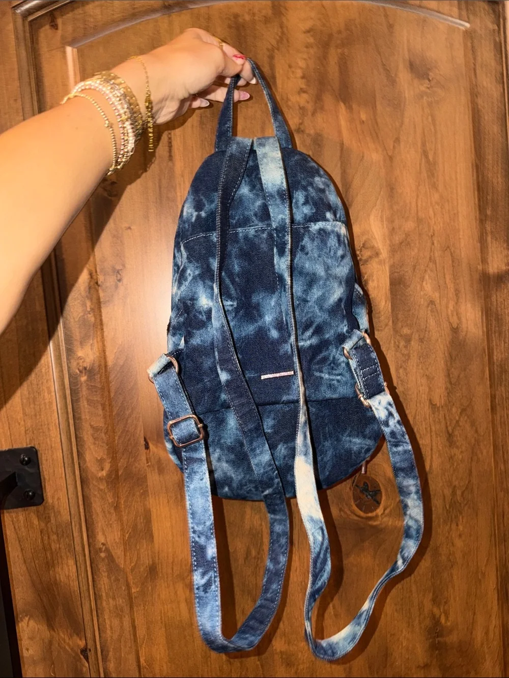 Rebecca Minkoff - Denim Tie-Dye Sling Backpack - Blue - Never worn.