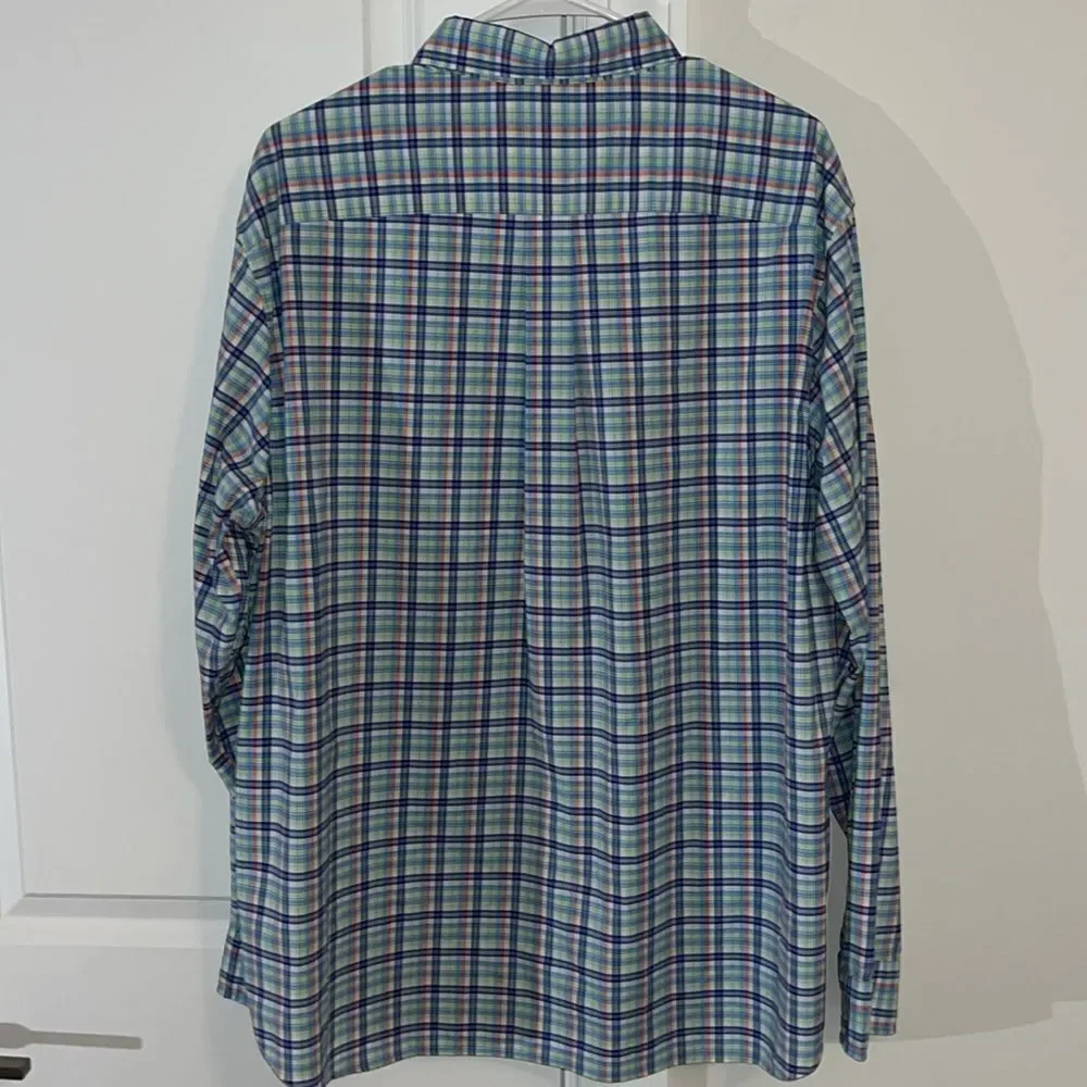 Vineyard Vines Plaid Tartan ON The Go OTG Travel No Dry Performance Whale Shirt