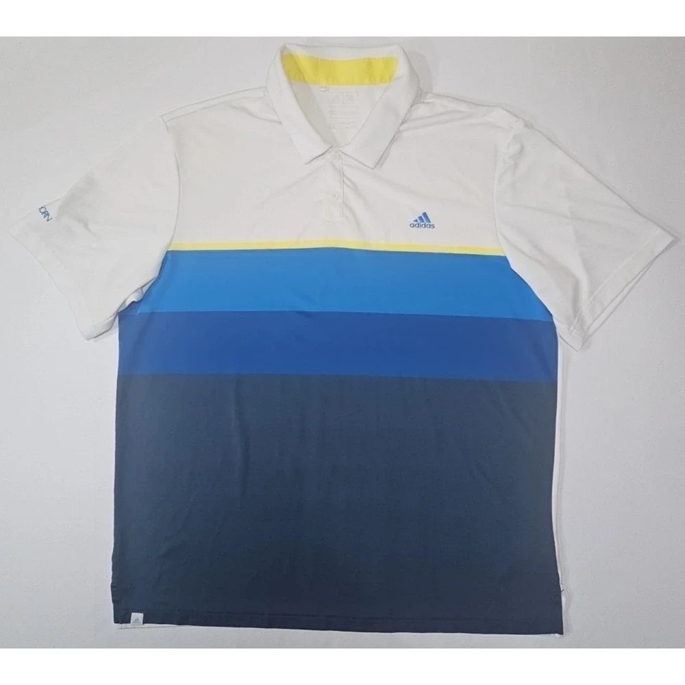 ADIDAS Colorblock Polo Golf Shirt SilverHorn Right Sleeve Embroidered - Men's XL