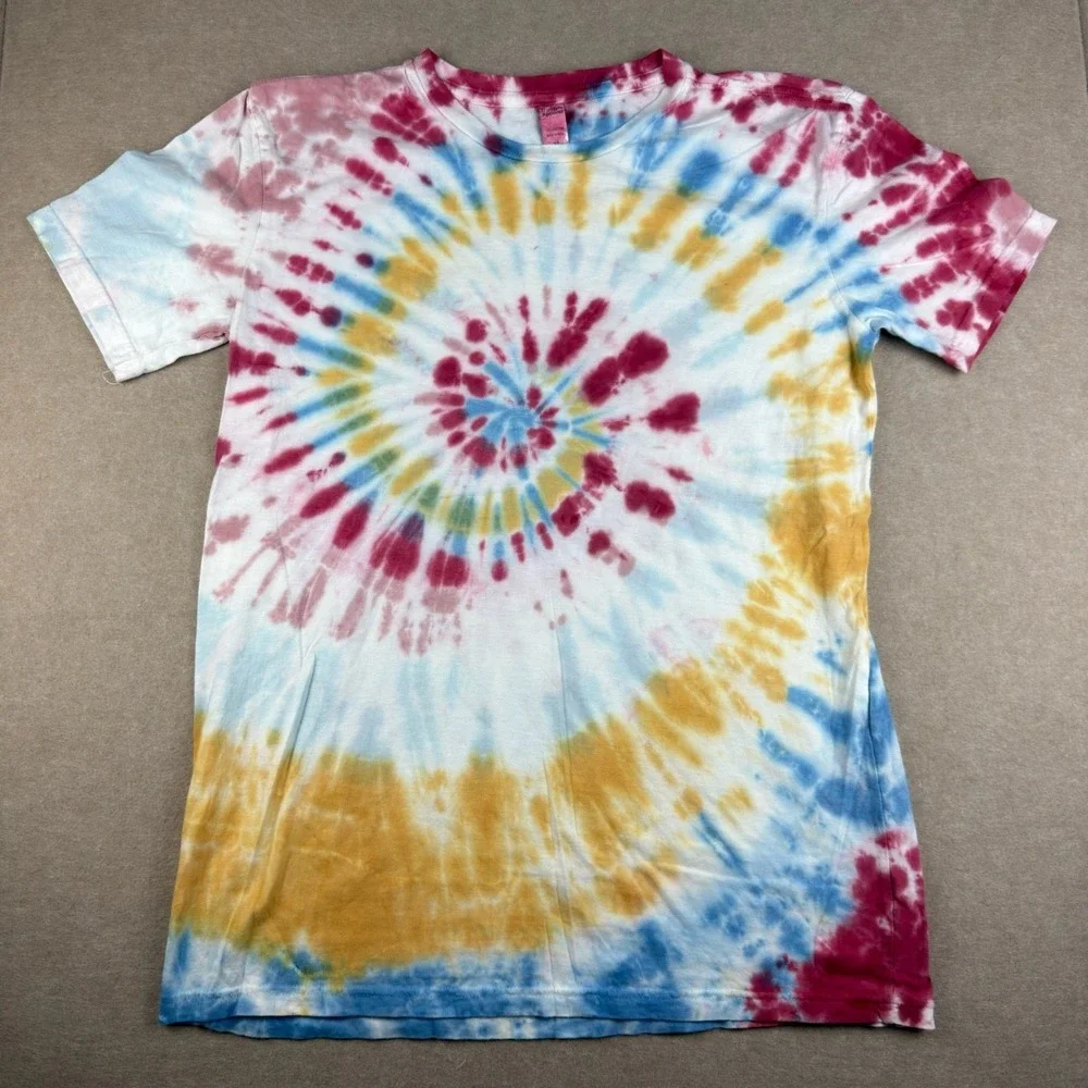 Tie Dye T Shirt Mens Medium Multicolor Spiral Graphic Short Sleeve Tee‎