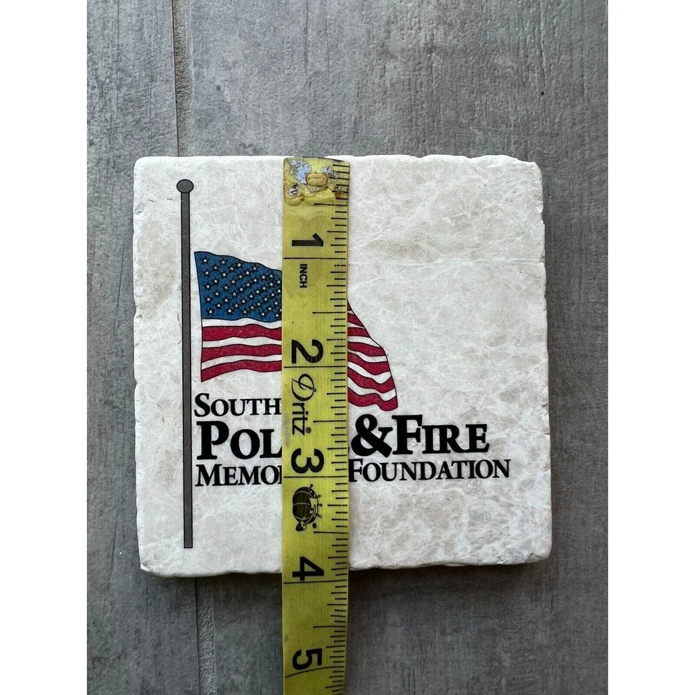 South Bay California Police & Fire Stone Cork Bottom Set of 2 Coasters NEW