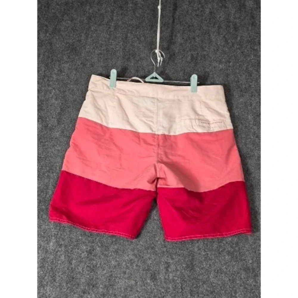 Armani Exchange Mens Pink‎ Colorblock Board Shorts Swim Trunks Logo Size 34