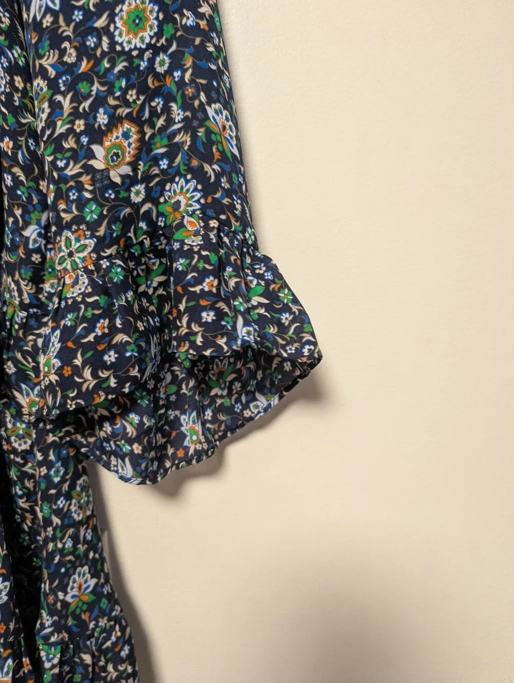 Tory Burch 100% Silk Floral Tiered Ruffle Dress Size 10