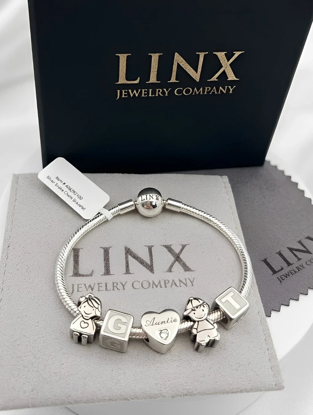 Linx Snake Chain Bracelet With Personalized Auntie Themed Charms