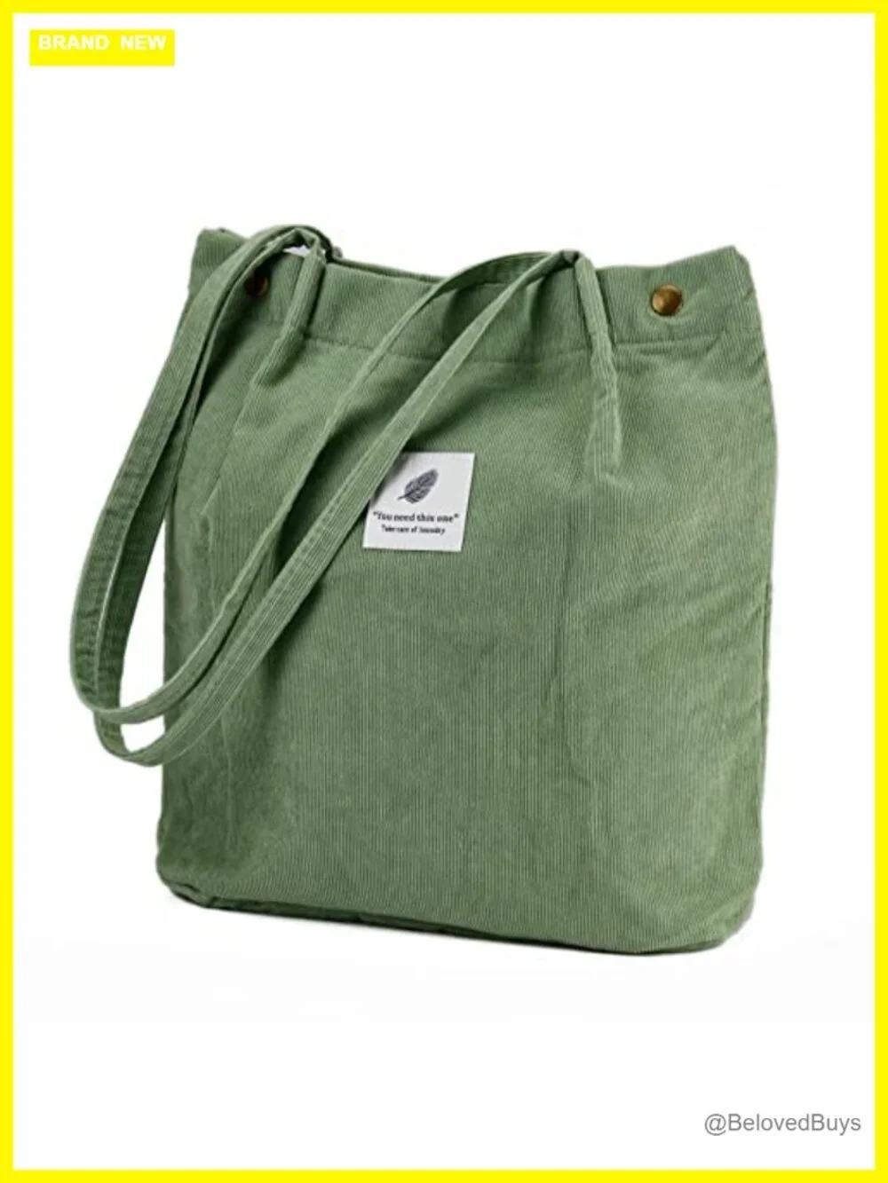 Corduroy Tote Bag with Inner Pocket for Travel Shopping Work