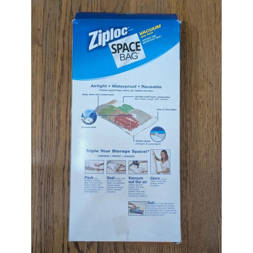 Ziploc Space Bag Combo 6 Pack Vacuum Seal‎ Storage Bags Travel Medium Large XL