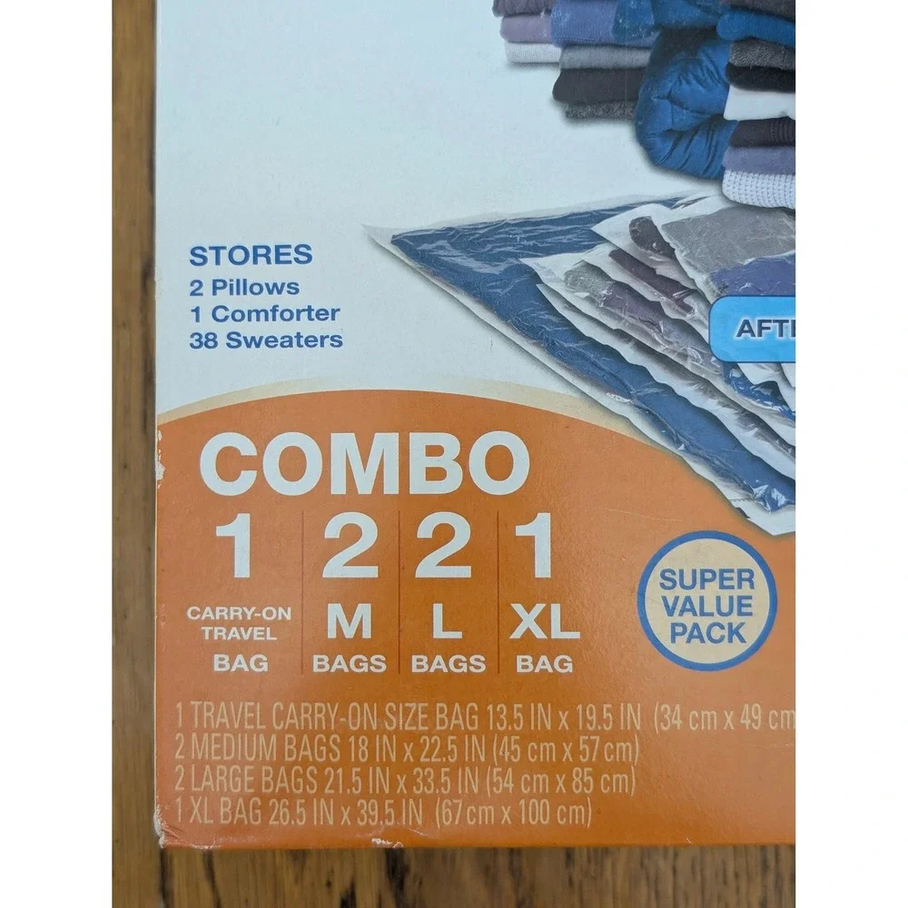 Ziploc Space Bag Combo 6 Pack Vacuum Seal‎ Storage Bags Travel Medium Large XL