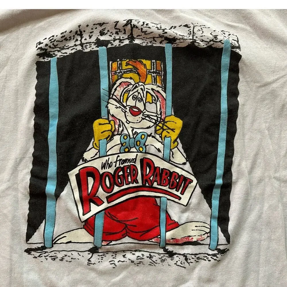 Vintage 1980s Who Framed Roger Rabbit 3D Jail Graphic T Shirt Single Stitch Mens