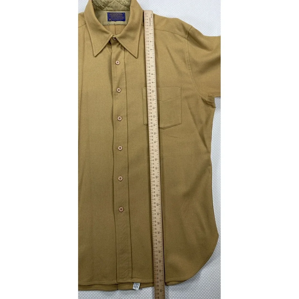 Vintage Pendleton Wool Shirt Men's Large Single Pocket Button‎ Up Beige