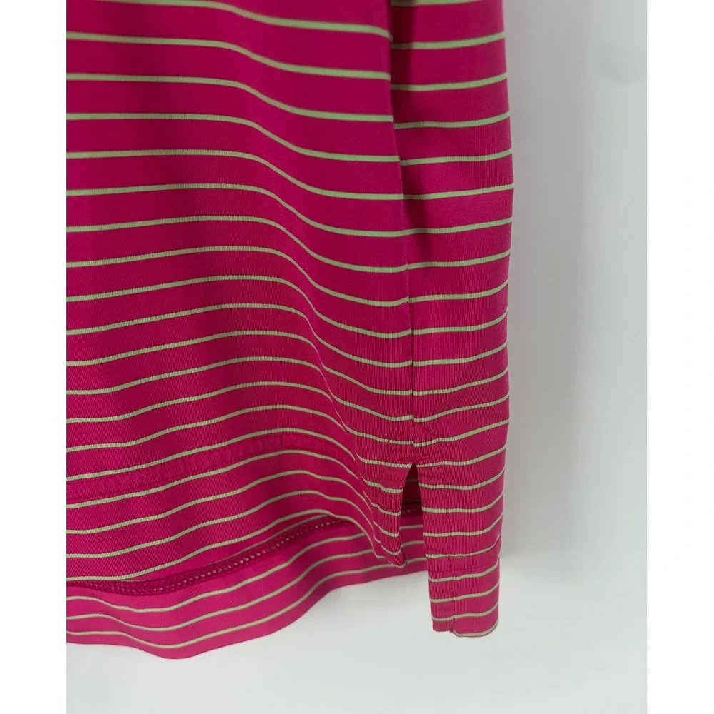 FootJoy Mens ProDry Golf Polo Shirt Pink Lime Green‎ Striped Performance Large