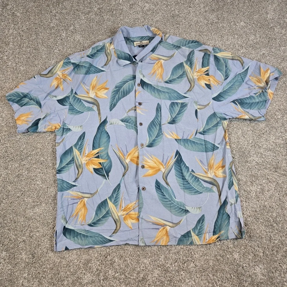 Vintage Tommy Bahama Relax Shirt Mens 3XL 100% Silk Hawaiian Beach Floral Button