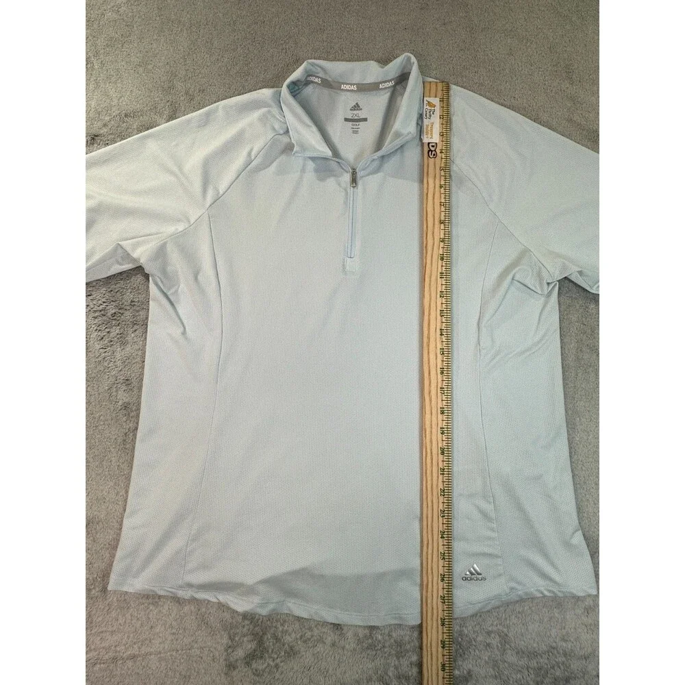 Adidas Golf Polo Shirt Men’s 2XL Light Blue Quarter Zip Performance Stretch