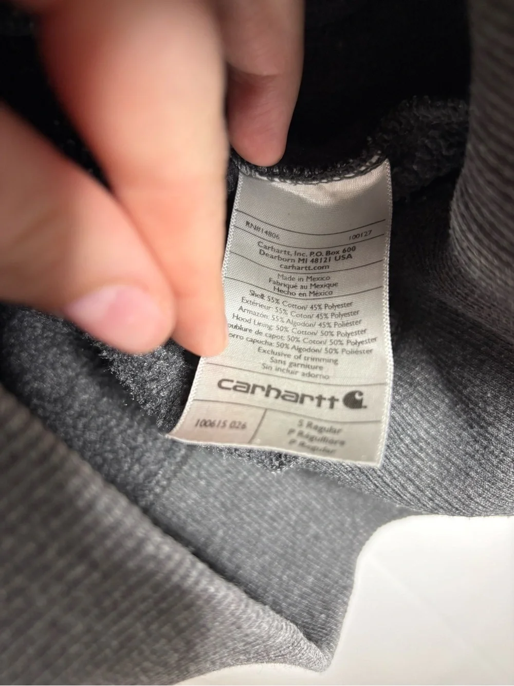 Carhartt Sweatshirt Mens Small Hooded Rain Defender Gray Heavyweight Warm
