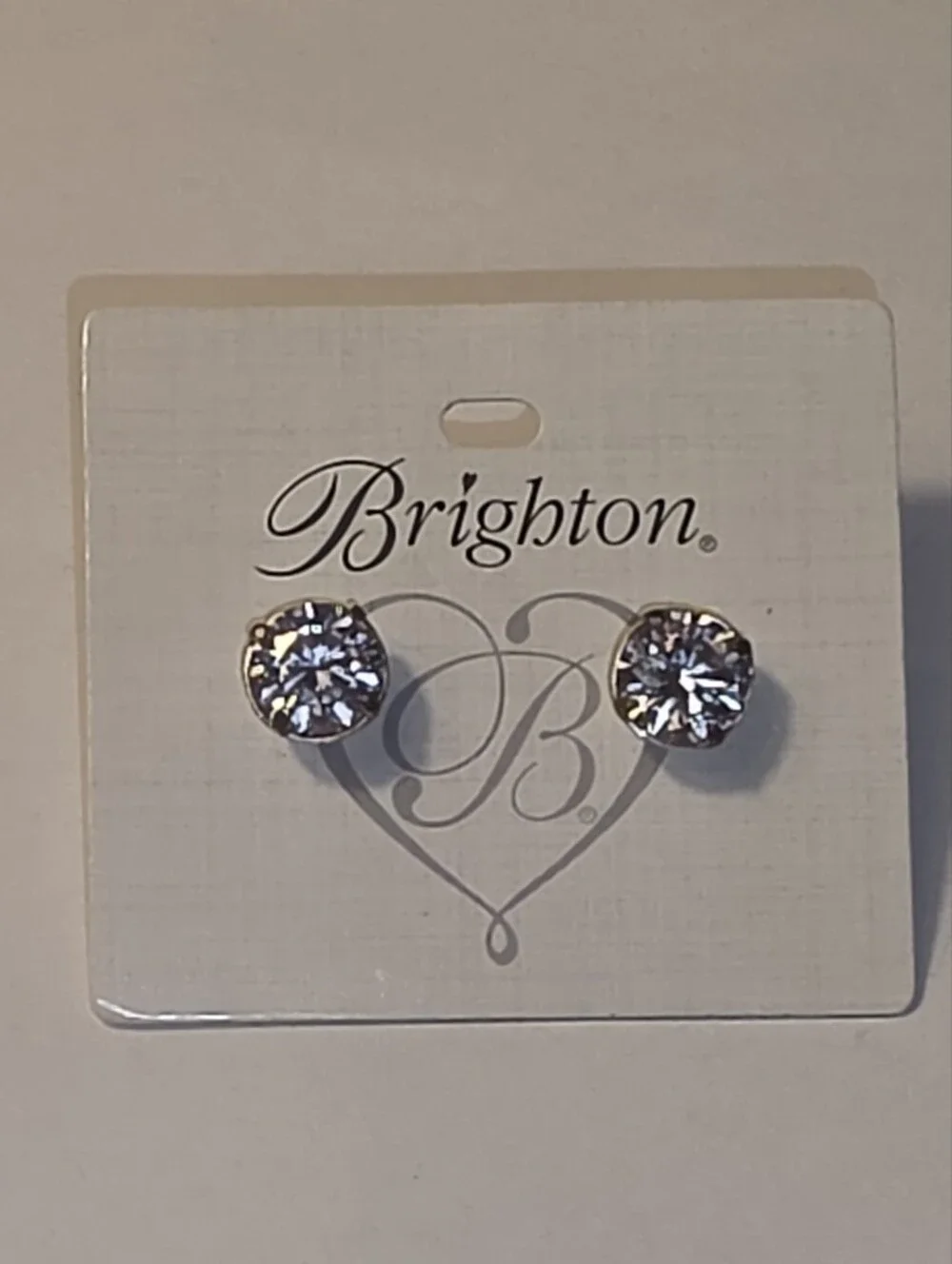 Brighton Circle Heart Domed Silver Clear Swarovski Crystal Stud Earrings