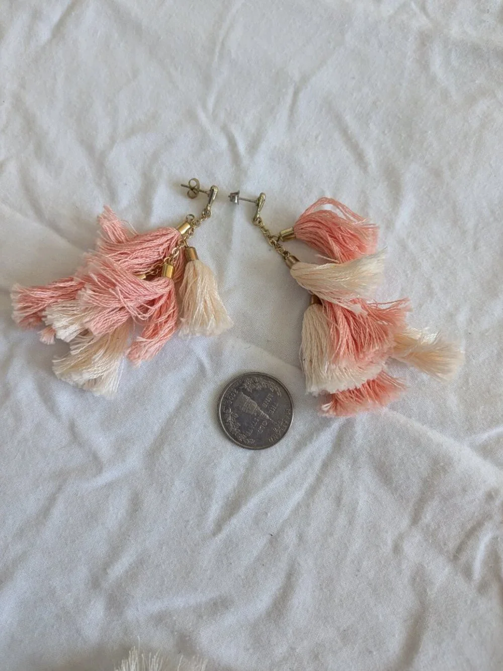 🌸 Two (2) Pairs of Fringe Earrings 1960's Style w/Gold Posts