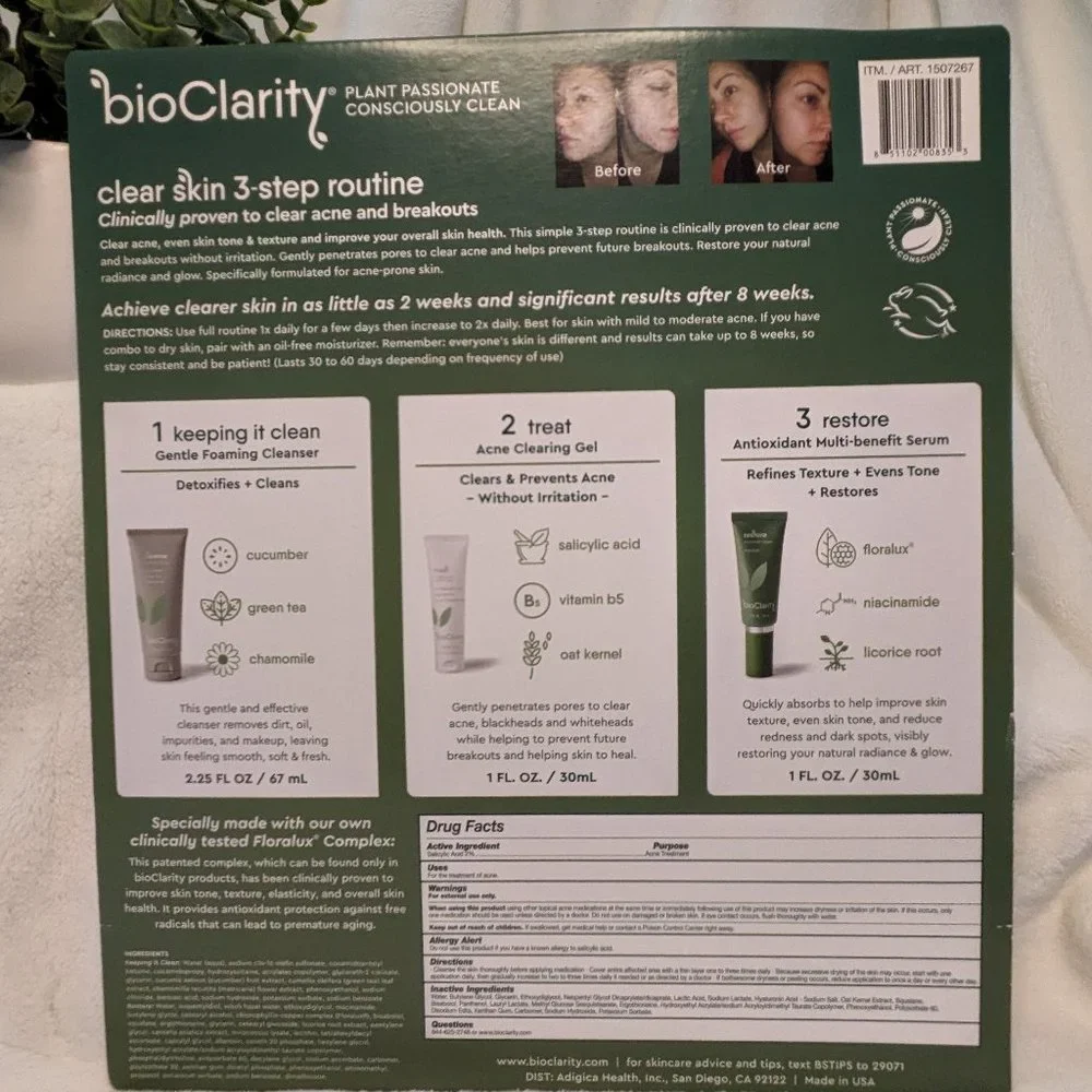 🌸 NWT bioClarity Clear Skin Routine for Acne Prone Skin (4 piece kit) NIB