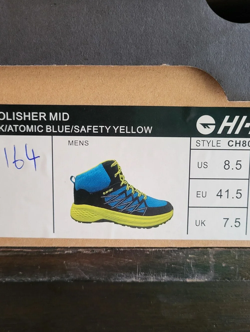*NEW* Hi-Tec Demolisher Mid Hiking Shoe Black Atomic Blue Safety Yellow Size 8.5