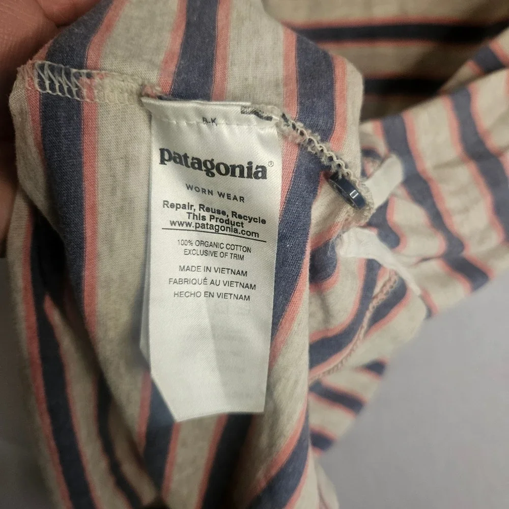 Patagonia Mens Organic Cotton Striped‎ Polo Shirt XL Blue Pink STY52776 SP18