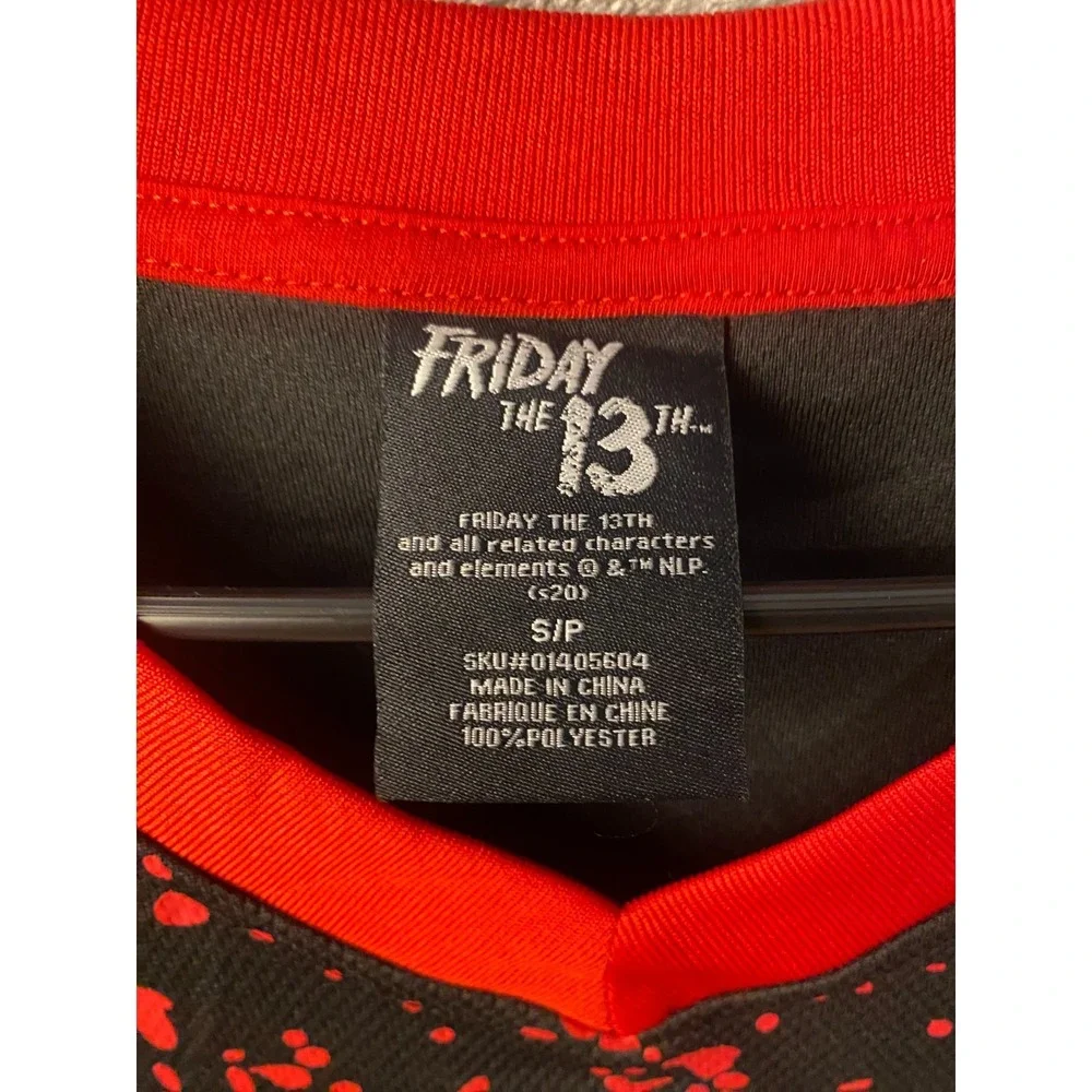 Friday The 13th Jason Voorhees Hockey Jersey Mens S/P Black Red Horror Graphic