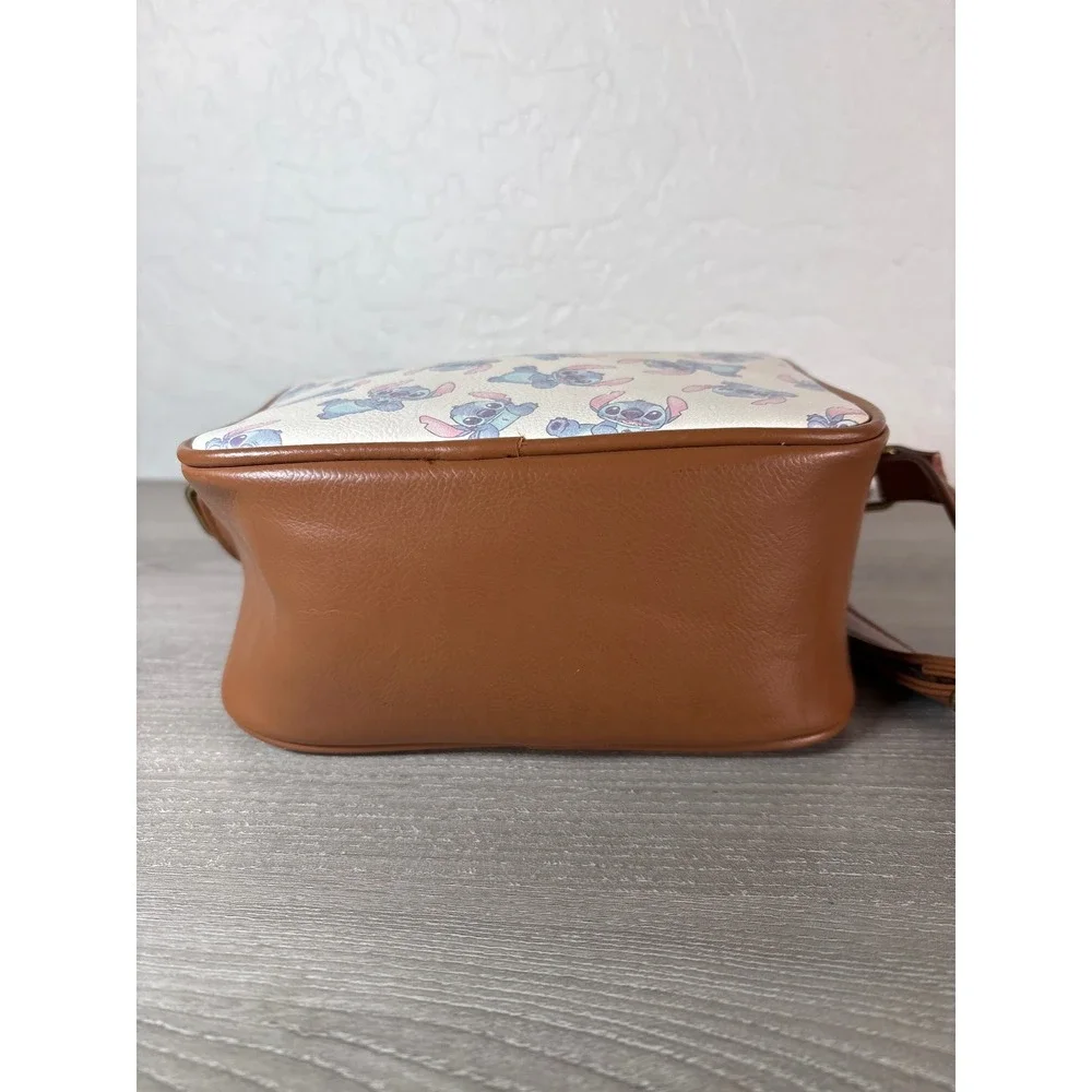 Loungefly Disney Lilo & Stitch Crossbody Bag Cream Brown Faux Leather Camera Bag