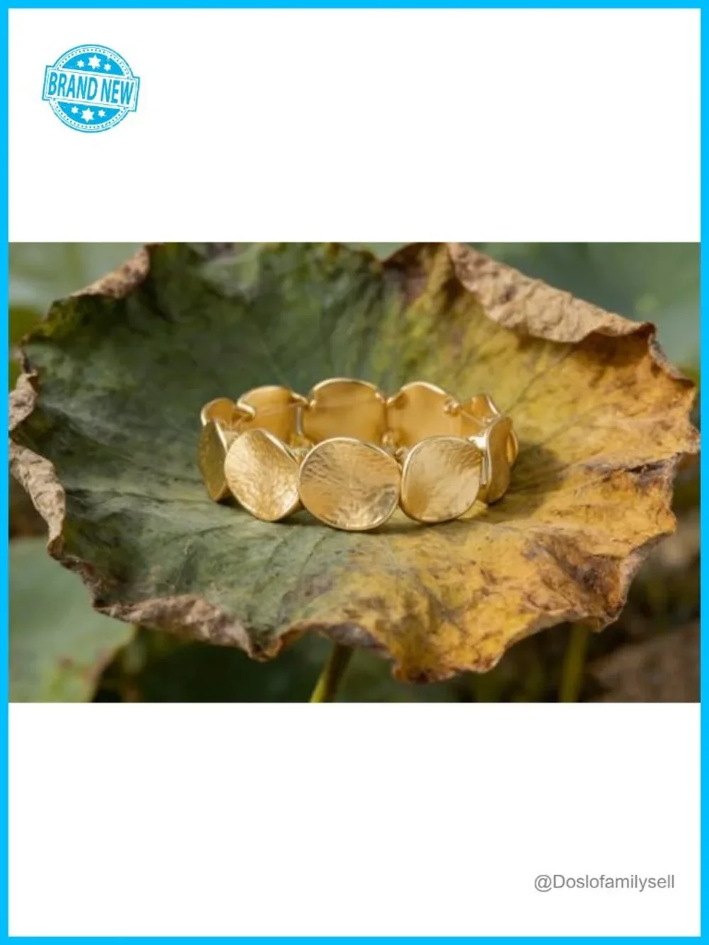 Chunky Hammered Gold Bracelet Vintage Dainty Stretch Bracelet