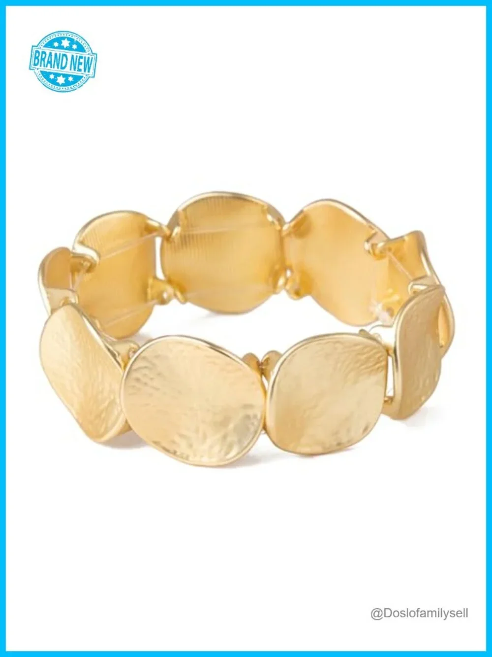 Chunky Hammered Gold Bracelet Vintage Dainty Stretch Bracelet