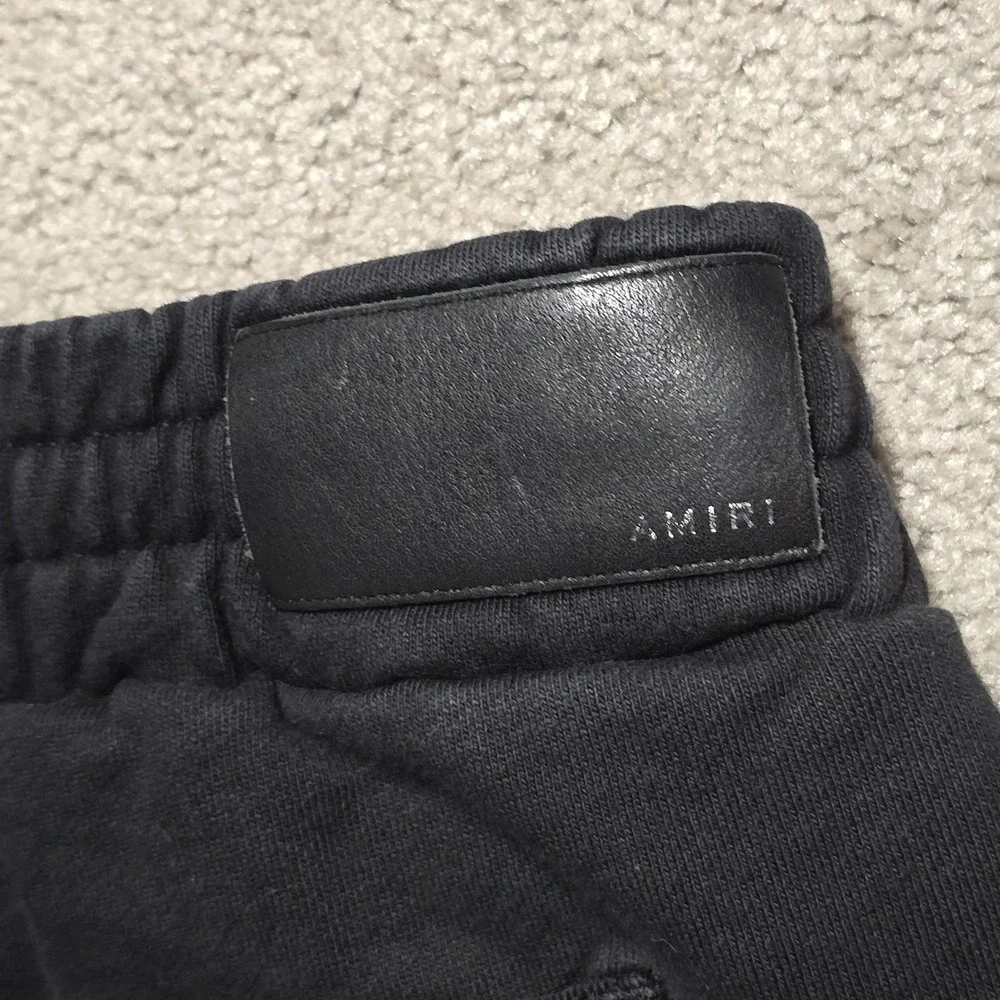AMIRI Designer Black Multicolor MA Drip Sweat Shorts Mens Large 32 Zip Pockets