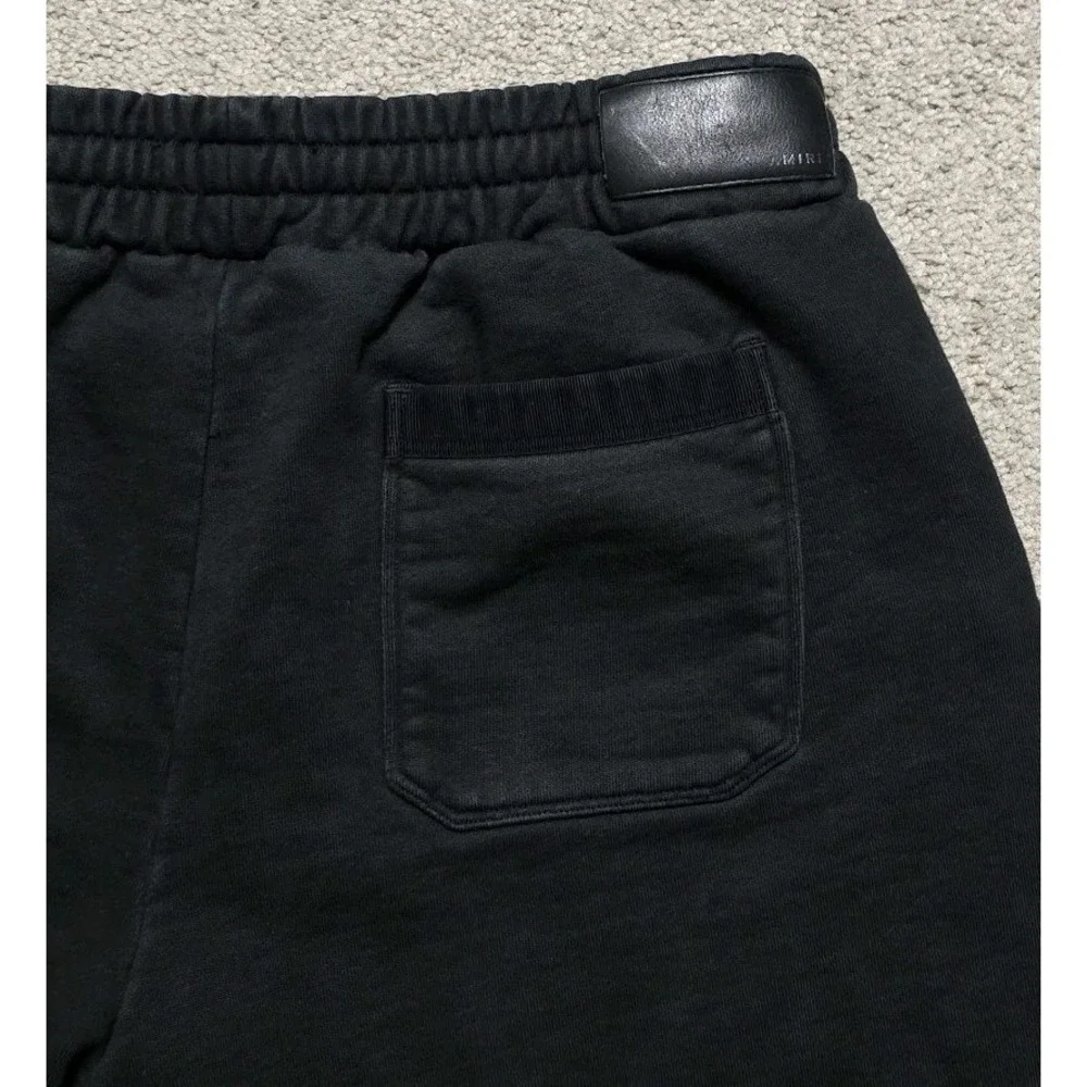 AMIRI Designer Black Multicolor MA Drip Sweat Shorts Mens Large 32 Zip Pockets