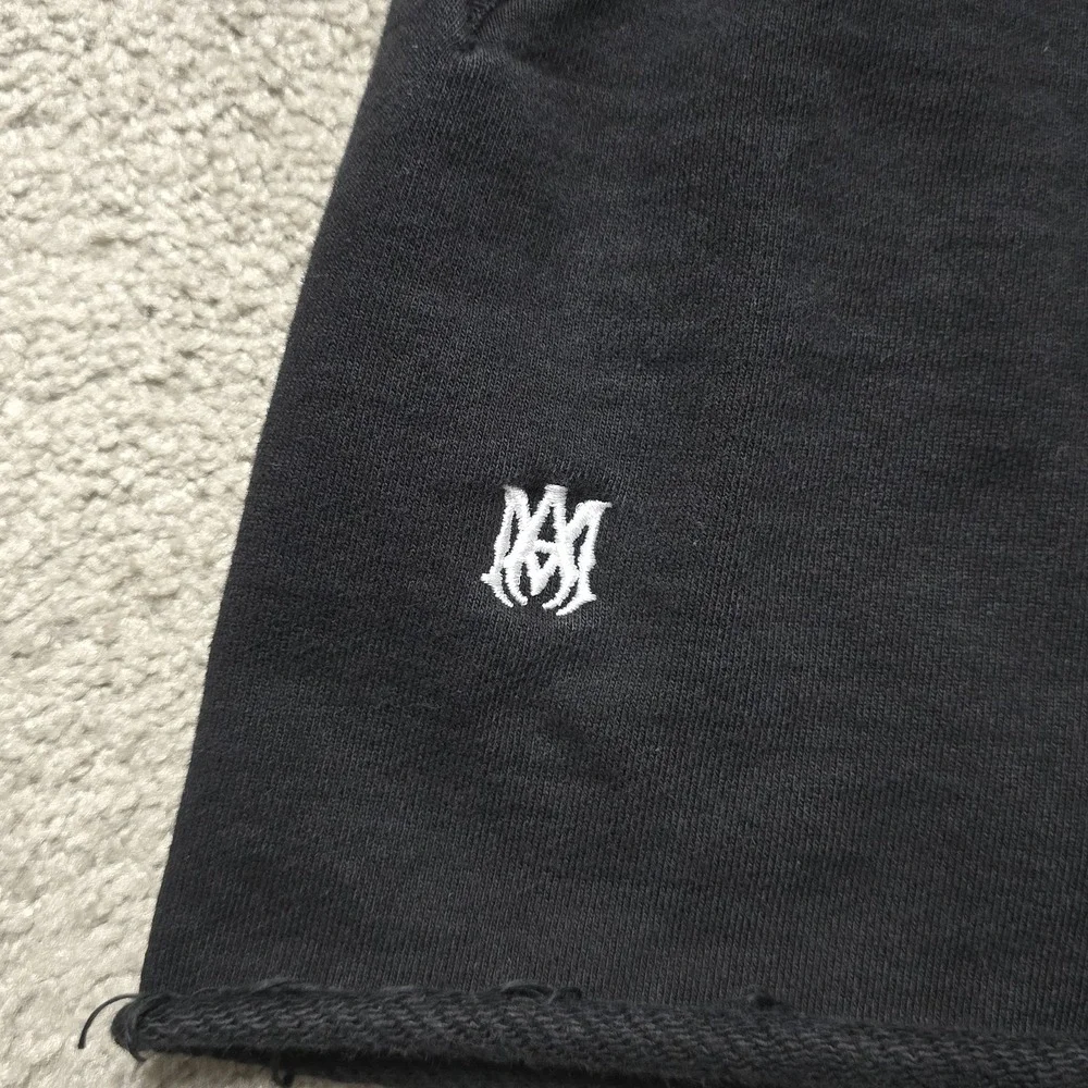 AMIRI Designer Black Multicolor MA Drip Sweat Shorts Mens Large 32 Zip Pockets