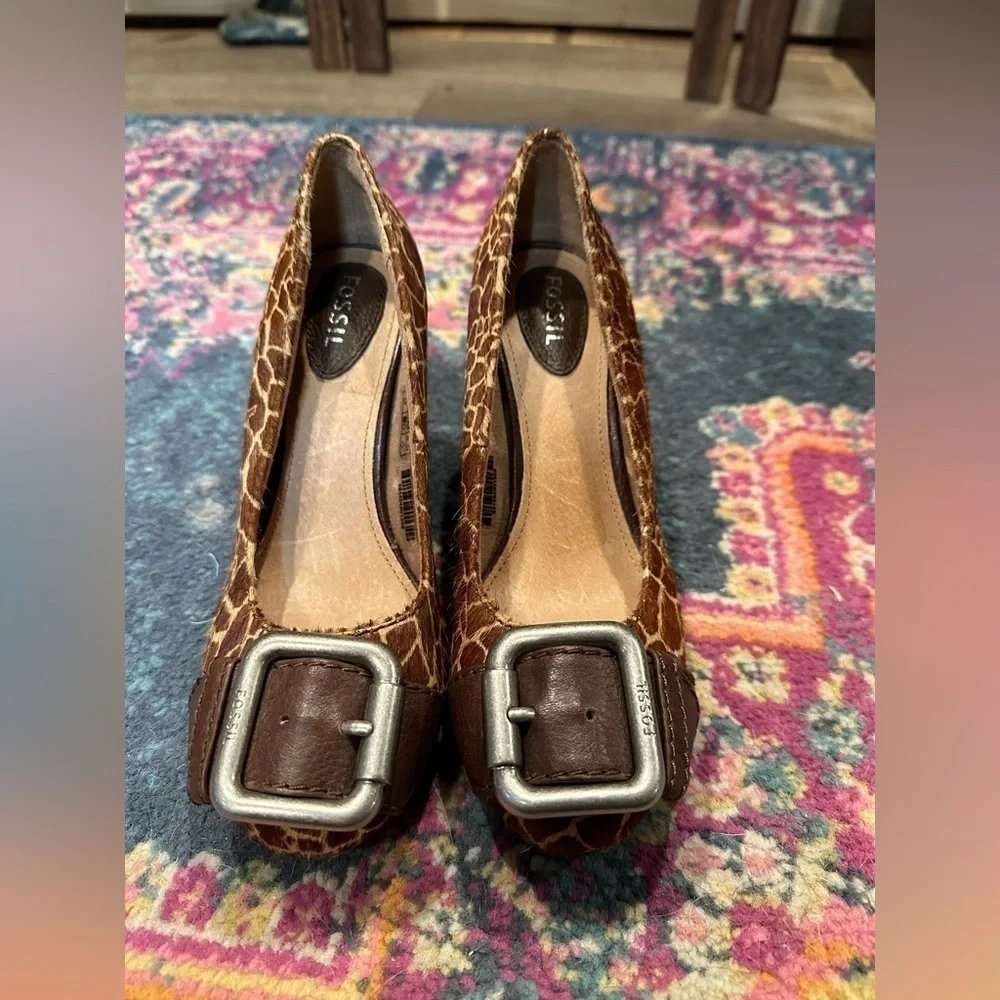 Fossil Maddox Giraffe Print Calf Hair Pump