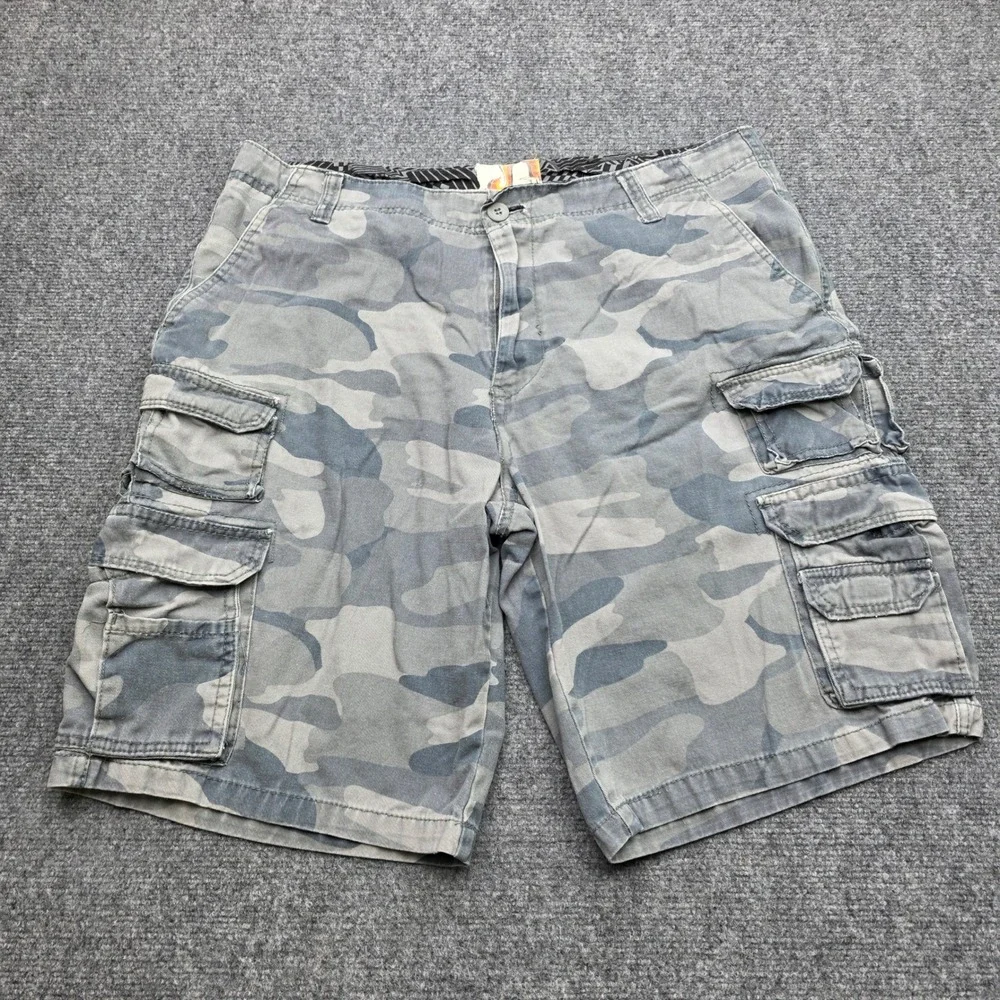 OP Ocean Pacific Men's Camo‎ Cargo Shorts Size 40 Grey Camouflage Multi-Pocket