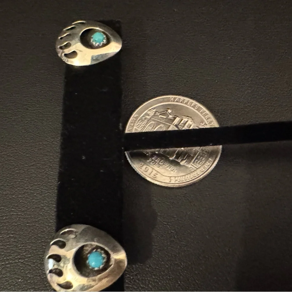Native American bear paw sterling silver‎ with turquoise earrings