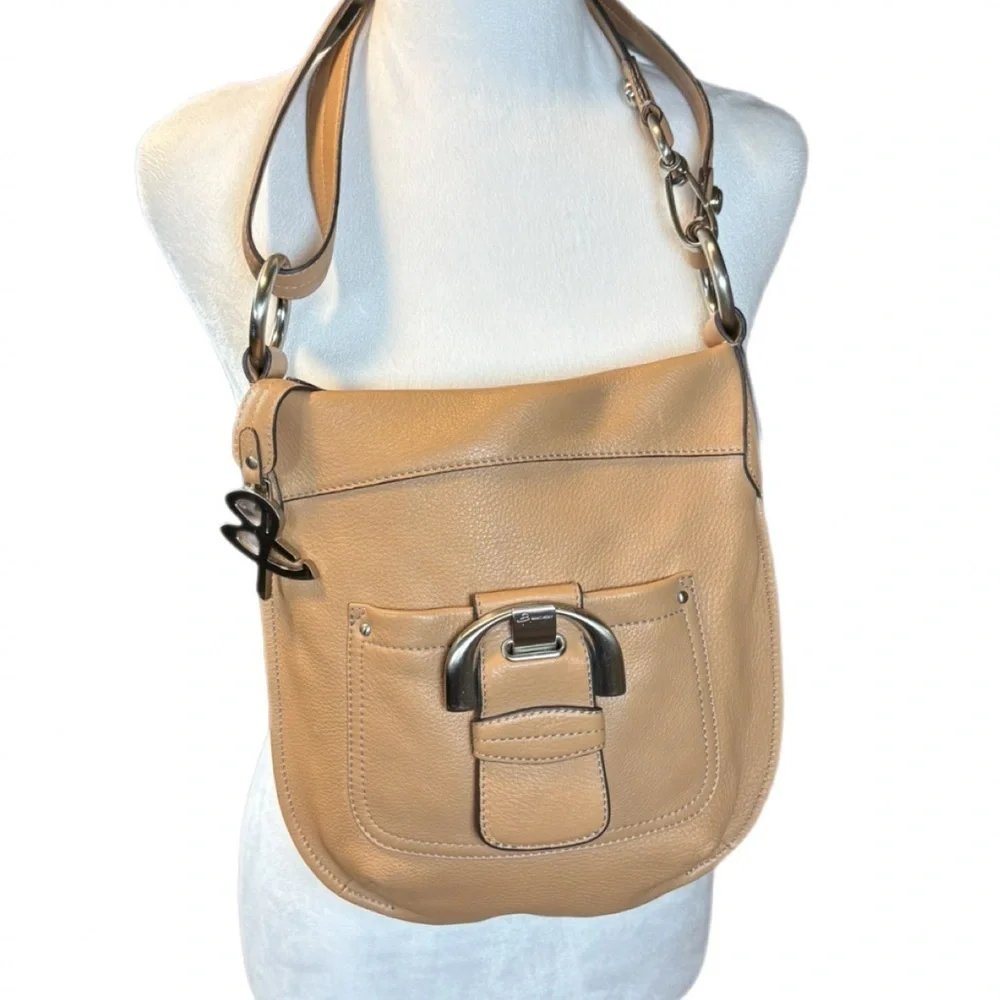 B Makowsky Genuine Leather Bag Crossbody Camel Adjustable Leather Strap New NWOT
