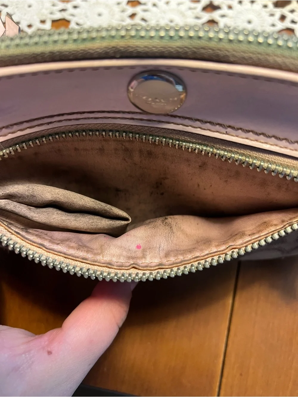 Coach wristlet taupe