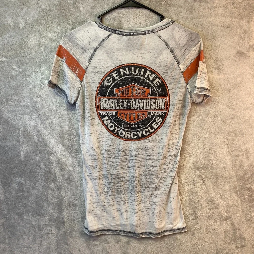 Harley-Davidson MotorClothes T-Shirt S Gray V-Neck Burnout