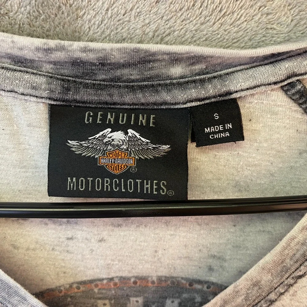 Harley-Davidson MotorClothes T-Shirt S Gray V-Neck Burnout
