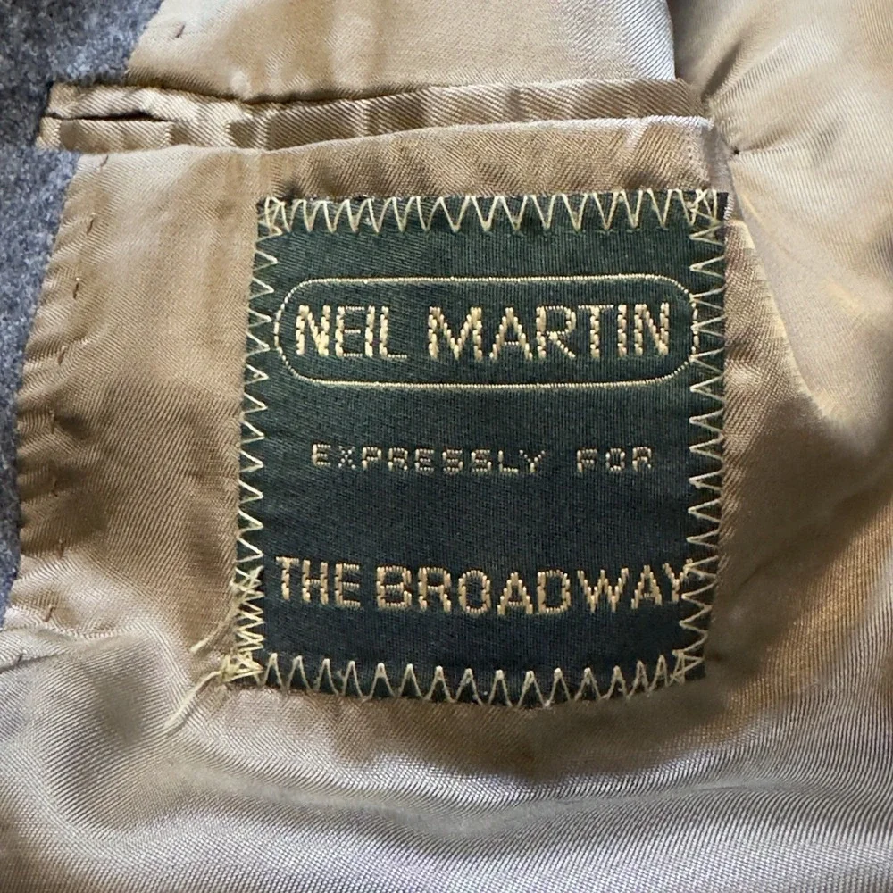 Neil Martin for The Broadway Vintage 1990's 100% Wool Sport Coat‎ Gray 44L Gold