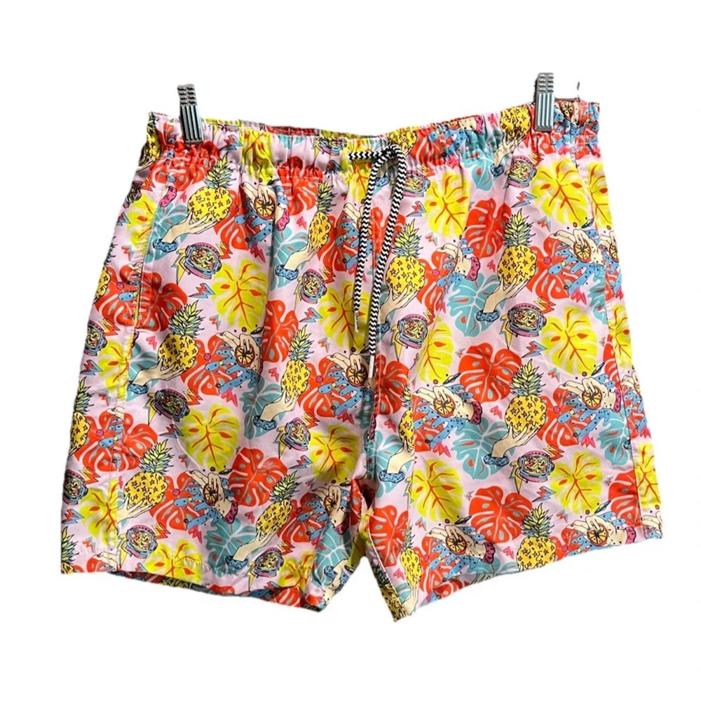 Boardies Apparel Multicolor Pineapple Graphic Men's Swim Trunks Shorts Size L‎