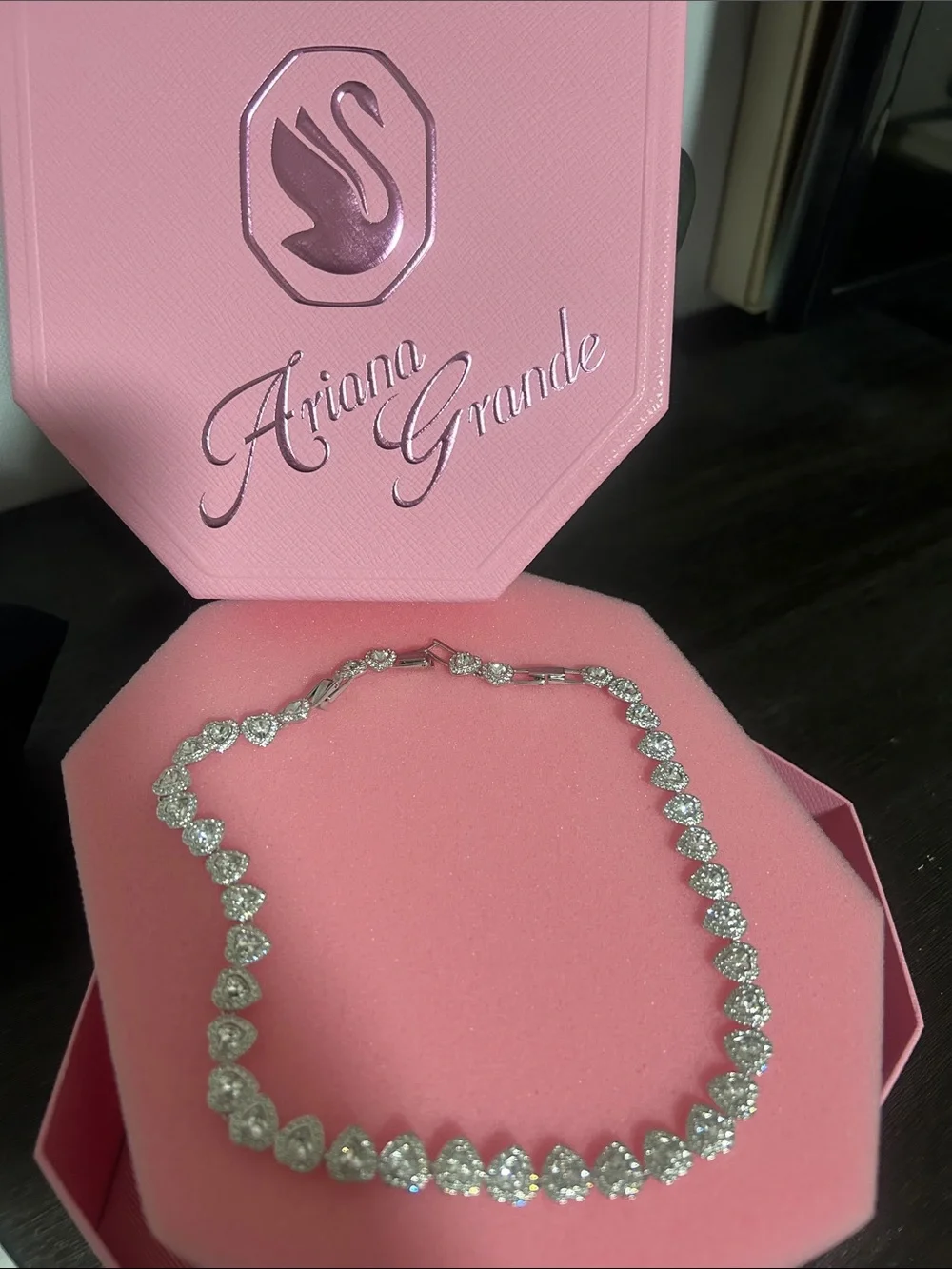 Swarovski Silver Heart Crystal Necklace Ariana Grande