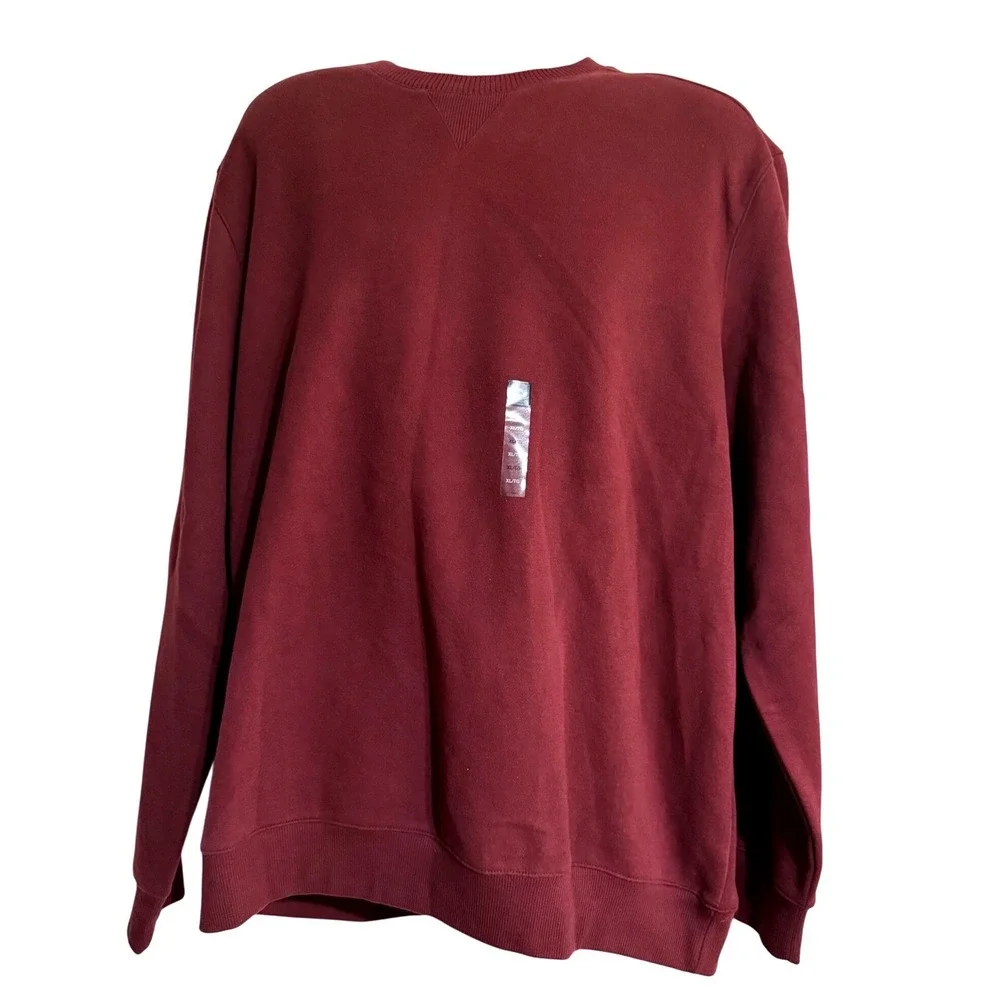 Arrow Men's Long Sleeve Dark‎ Burgundy Crewneck Pullover Sweatshirt Size XL