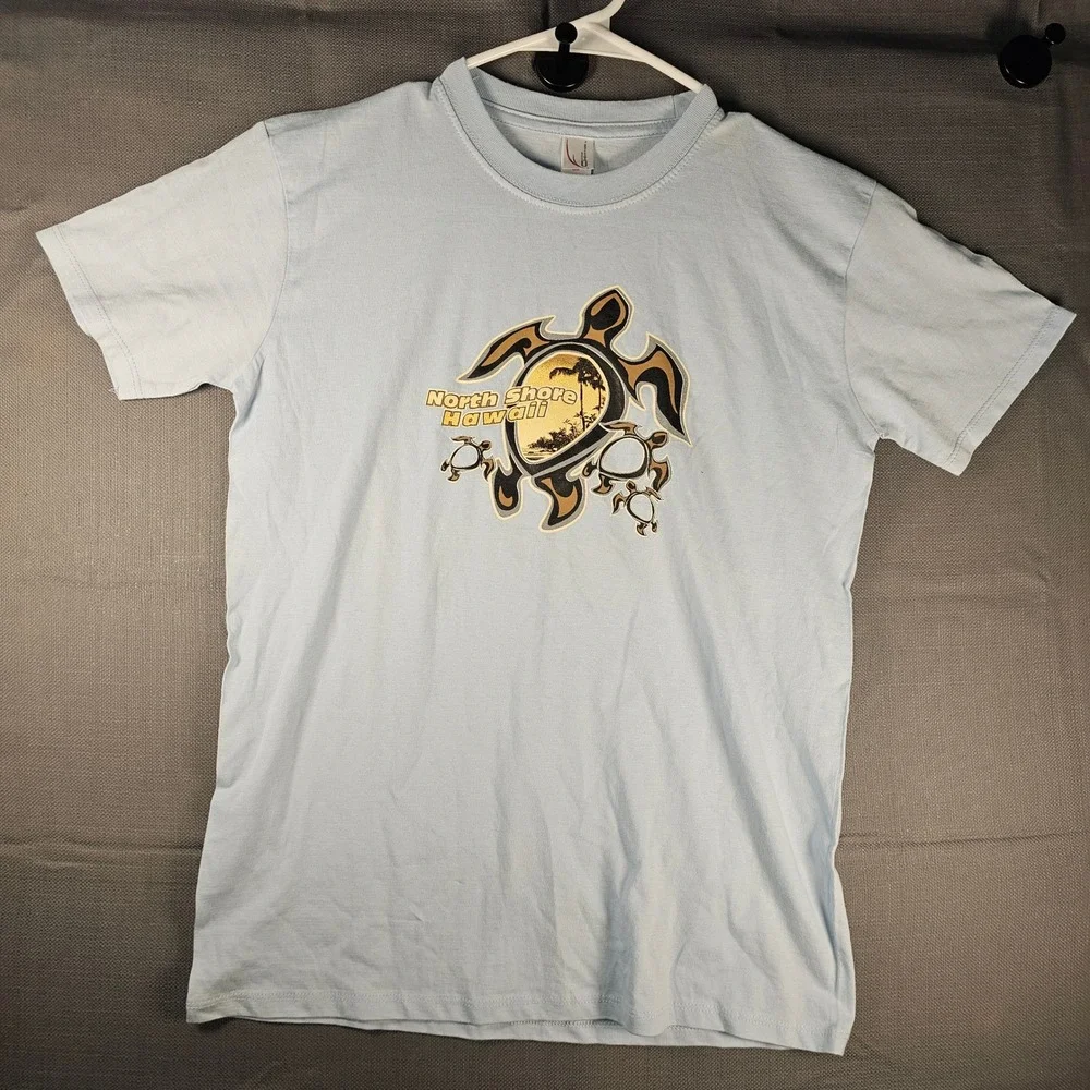 Cotton Heritage North‎ Shore Hawaii Sea Turtle Graphic T-Shirt Light Blue Large