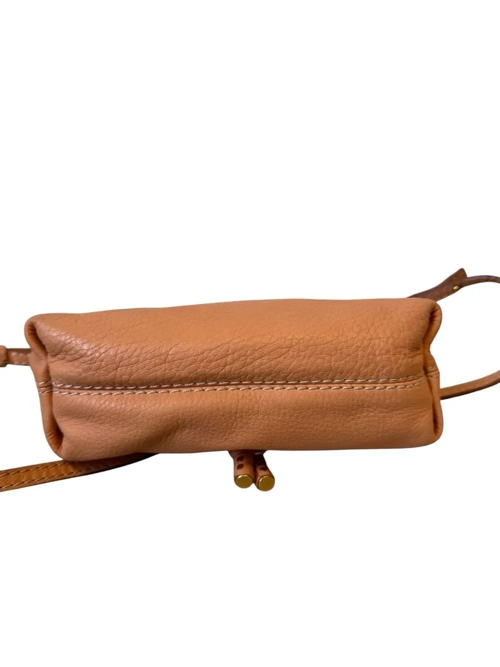 Chloe Apricot Pink Tan Brown  Leather Mini Marcie Crossbody Pouchette Bag Auth